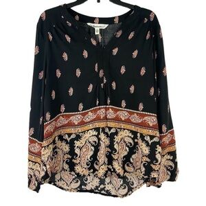 Tantrums Black Mixed Print Paisley Tunic Top Women’s Size Small New With Tags